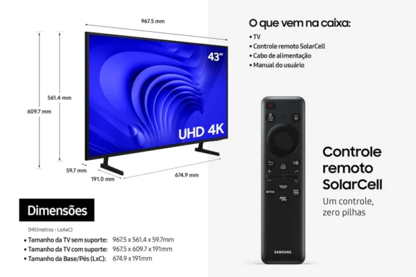TV Samsung Smart UN43DU7700 LED 4K 43 pol - Imagem 3